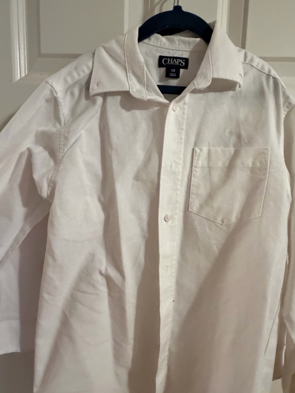 Chaps White Long-Sleeve Button-Up Dress Shirt